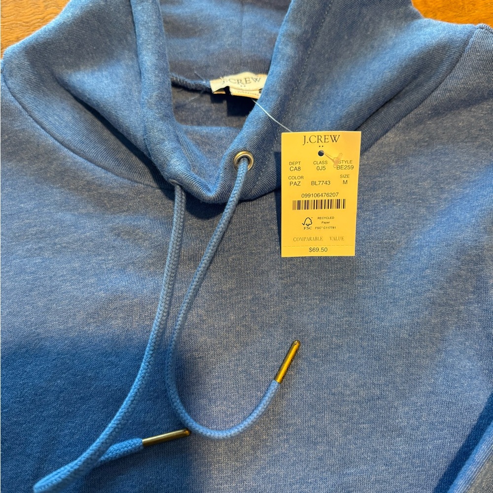 NWT J Crew Cozy Blue Hoodie - Picture 6 of 9